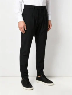 Guy Pantaloni casual da uomo in tessuto tecnico con coulisse - nero