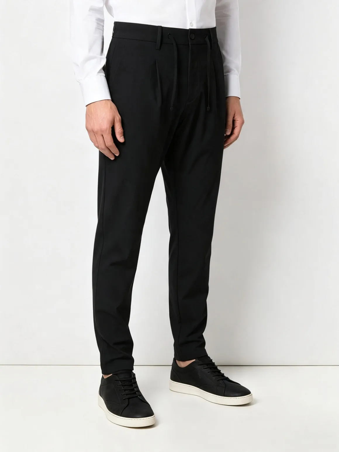 Guy Pantaloni casual da uomo in tessuto tecnico con coulisse - nero