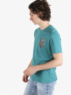 Guy T-shirt da uomo in cotone con taschino floreale