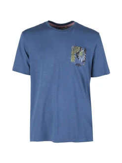 Guy T-shirt da uomo in cotone con taschino floreale