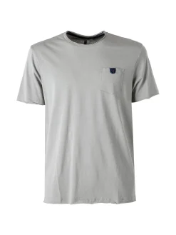 Guy T-shirt girocollo da uomo in cotone con taschino - grigio