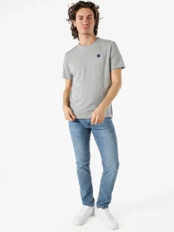 Guy T-shirt girocollo da uomo in cotone con taschino - grigio