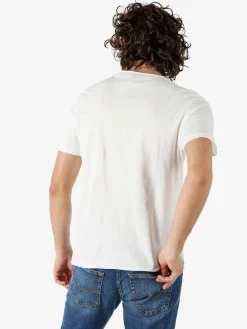 Guy T-shirt girocollo da uomo in cotone con taschino - bianco