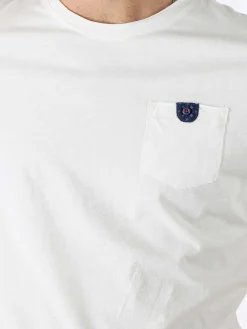 Guy T-shirt girocollo da uomo in cotone con taschino - bianco