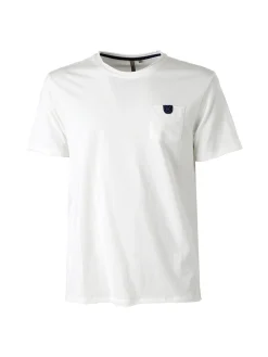 Guy T-shirt girocollo da uomo in cotone con taschino - bianco