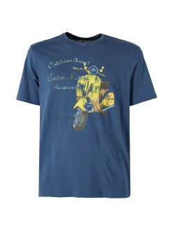 Guy T-shirt girocollo da uomo in cotone con stampa - blu