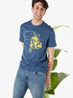 Guy T-shirt girocollo da uomo in cotone con stampa - blu