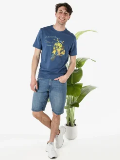 Guy T-shirt girocollo da uomo in cotone con stampa - blu