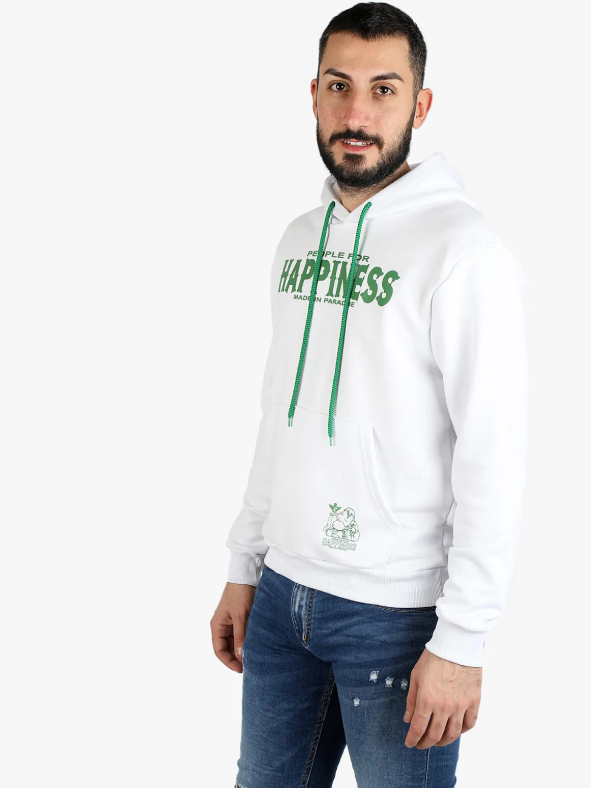 Happiness Felpa sportiva da uomo con cappuccio