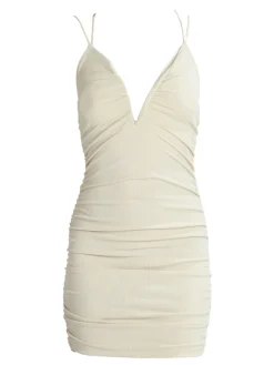 Hdl Milano Mini abito donna a costine scollo a V