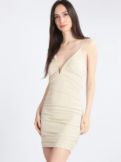 Hdl Milano Mini abito donna a costine scollo a V