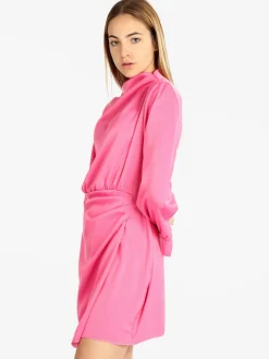 Hdl Milano Vestito donna manica lunga effetto raso