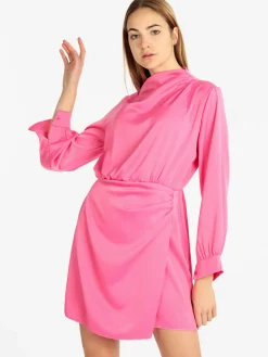 Hdl Milano Vestito donna manica lunga effetto raso