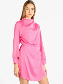 Hdl Milano Vestito donna manica lunga effetto raso