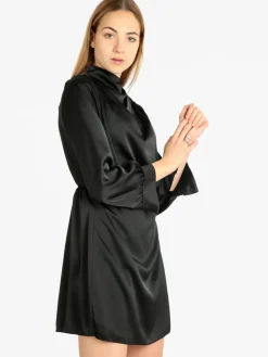 Hdl Milano Vestito donna manica lunga effetto raso