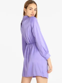Hdl Milano Vestito donna manica lunga effetto raso