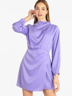 Hdl Milano Vestito donna manica lunga effetto raso