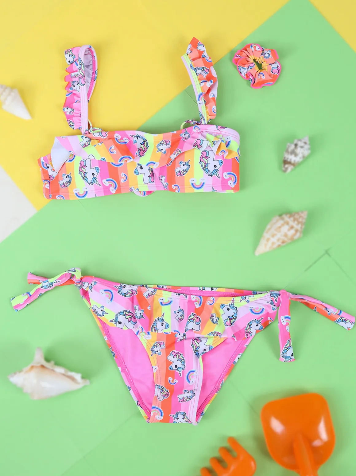 Hello Bikini Bikini unicorno da bambina con elastico per capelli