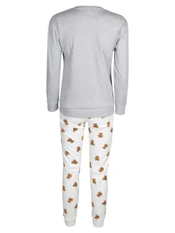 Hollywood Pigiama lungo da donna in cotone interlock con orsacchiotto