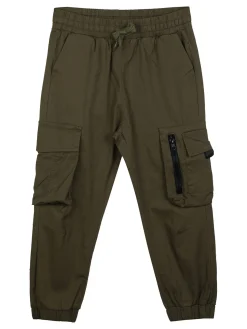 Hollywork Pantaloni da bambino in cotone con tasconi e polsini