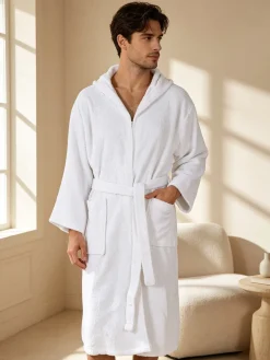 Home Zen Accappatoio unisex in spugna di cotone con cappuccio