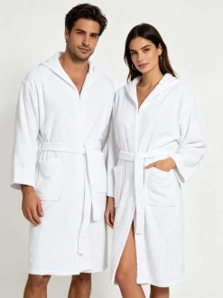 Home Zen Accappatoio unisex in spugna di cotone con cappuccio