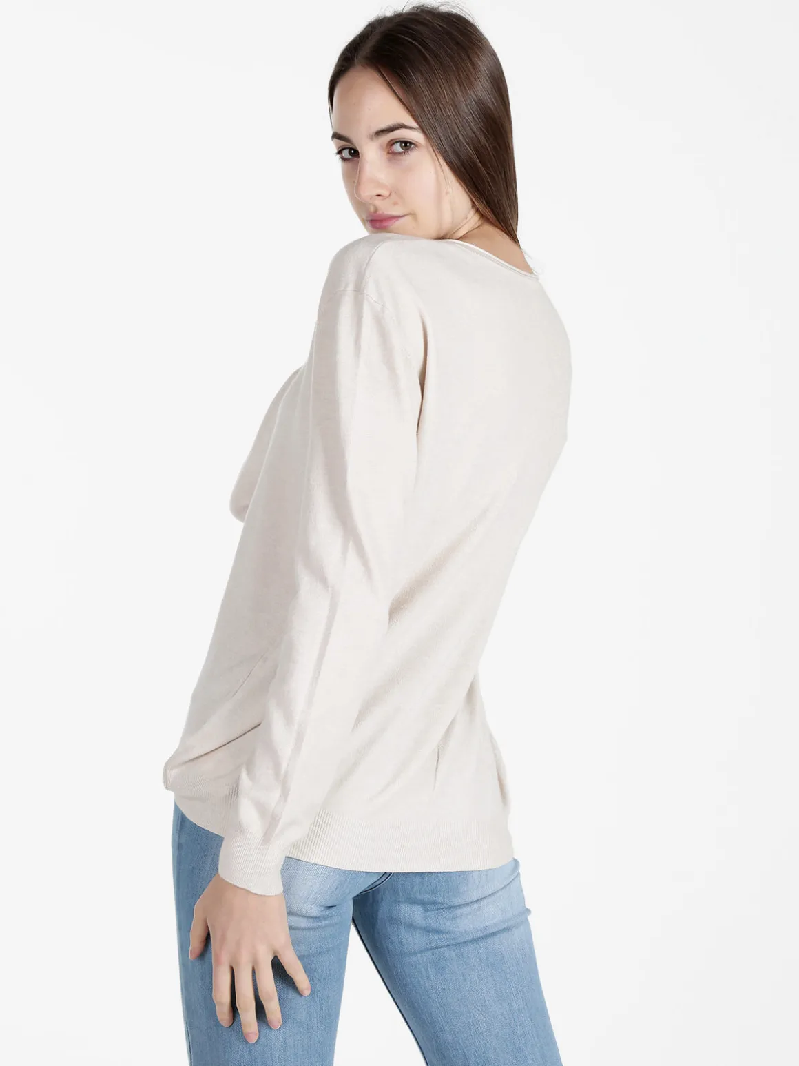 Honey Winter Pullover donna in maglia con scollo V