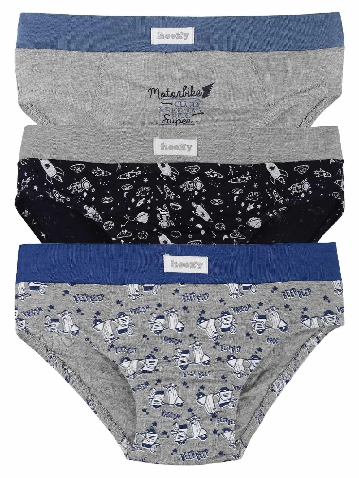 Hooky Slip bimbo con stampe e scritte confezione 3 pezzi