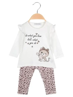 Hope Star Completo da neonata 2 pezzi con maglietta e leggins cuori in velluto - bianco