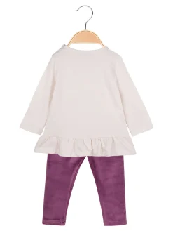 Hope Star Completo lungo da neonata con maglietta e leggings in ciniglia - beige