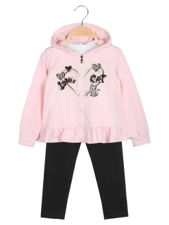 Hope Star Completo 3 pezzi da bambina con cappuccio e zip - rosa