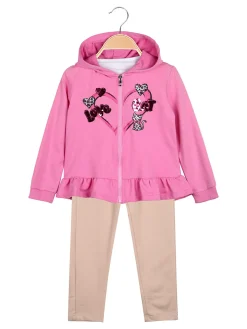 Hope Star Completo 3 pezzi da bambina con cappuccio e zip - fucsia