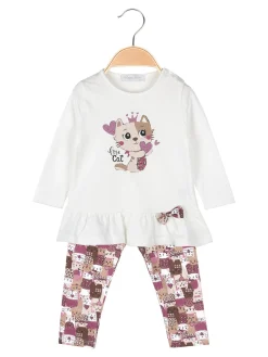 Hope Star Completo 2 pezzi da neonata con stampa gatti - bianco