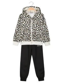 Hope Star Completo tuta da bambina maculata 3 pezzi con cappuccio e zip - panna