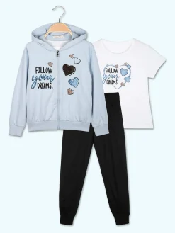 Hope Star Completo tuta 3 pezzi da bambina con cappuccio e zip