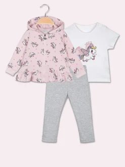 Hope Star Completo unicorno da neonata 3 pezzi con cappuccio e zip