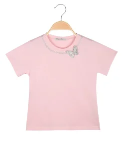 Hope Star T-shirt da bambina con girocollo di strass e dettaglio farfalla