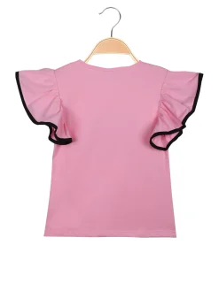 Hope Star T-shirt da bambina con maniche a volant e stampa cuore