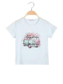 Hope Star T-shirt da bambina in cotone con stampa e strass - blu