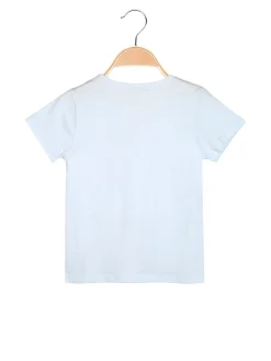 Hope Star T-shirt da bambina in cotone con stampa disegno e strass - azzurro