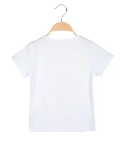 Hope Star T-shirt da bambina in cotone con stampa disegno e strass - bianco