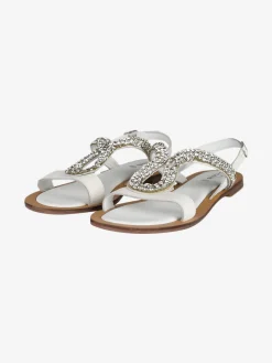 Hosis Sandali bassi in pelle con strass
