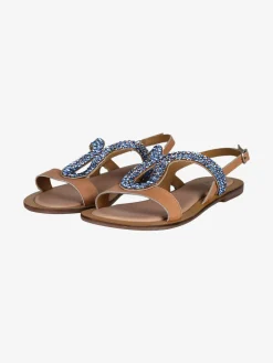 Hosis Sandali bassi in pelle con strass