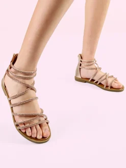 Hosis Sandali donna gioiello con tallone chiuso e zip
