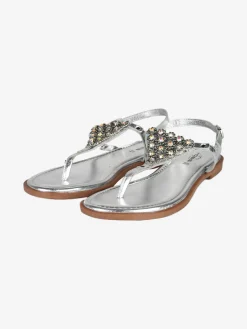 Hosis Sandali donna gioiello a infradito in pelle