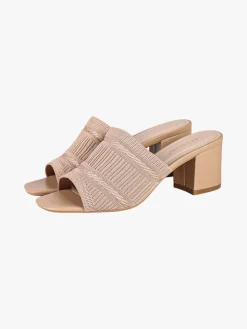 Ideal Shoes Ciabatte donna con tacco e fascia in tessuto