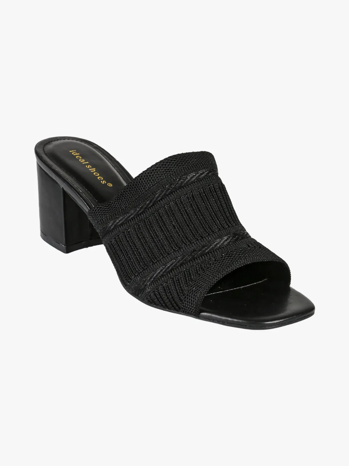 Ideal Shoes Ciabatte donna con tacco e fascia in tessuto