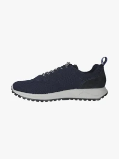 Igi&Co Sneakers da uomo in maglia con plantare in pelle e lacci elastici - blu scuro