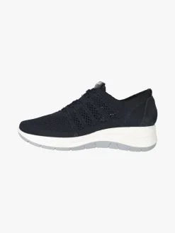 Igi&Co Sneakers donna in maglia con plantare in pelle e zeppa - blu scuro