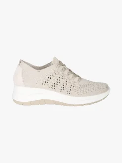 Igi&Co Sneakers donna in maglia con plantare in pelle e zeppa - beige